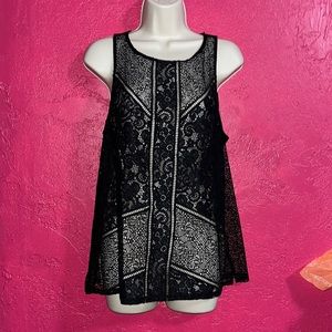 Unique Express black lace tank top. Size large.